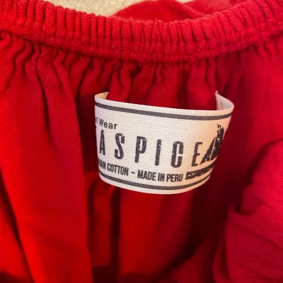 Red Off-Shoulder Ruffled High-Low Dress - Picture 3 of 4